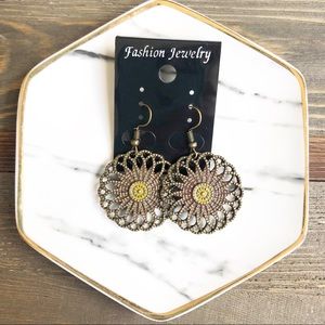 (NWT) Gold Boho Medallion Earrings